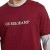 T-shirt męski marki Guess kolor bordo rozmiar XL okrągły dekolt bawełna