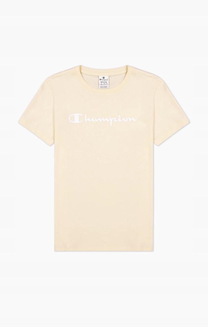 T-shirt damski Champion kolor beżowy rozmiar XL okrągły dekolt 100% bawełna - obrazek 2