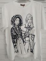 T-shirt damski biały włoski rozmiar uniwersalny bawełna okrągły dekolt