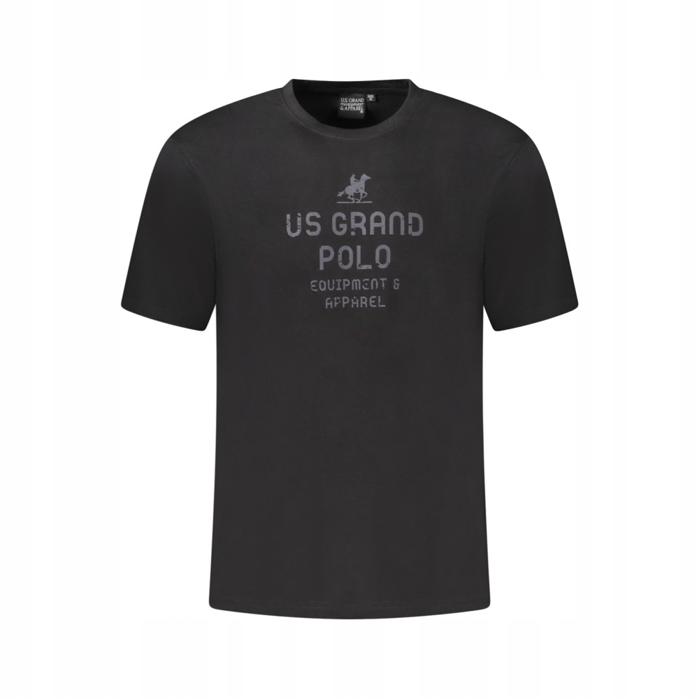 T-shirt męski czarny okrągły dekolt U.S. GRAND POLO rozmiar S