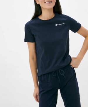 T-shirt damski Champion kolor granatowy rozmiar M okrągły dekolt bawełna