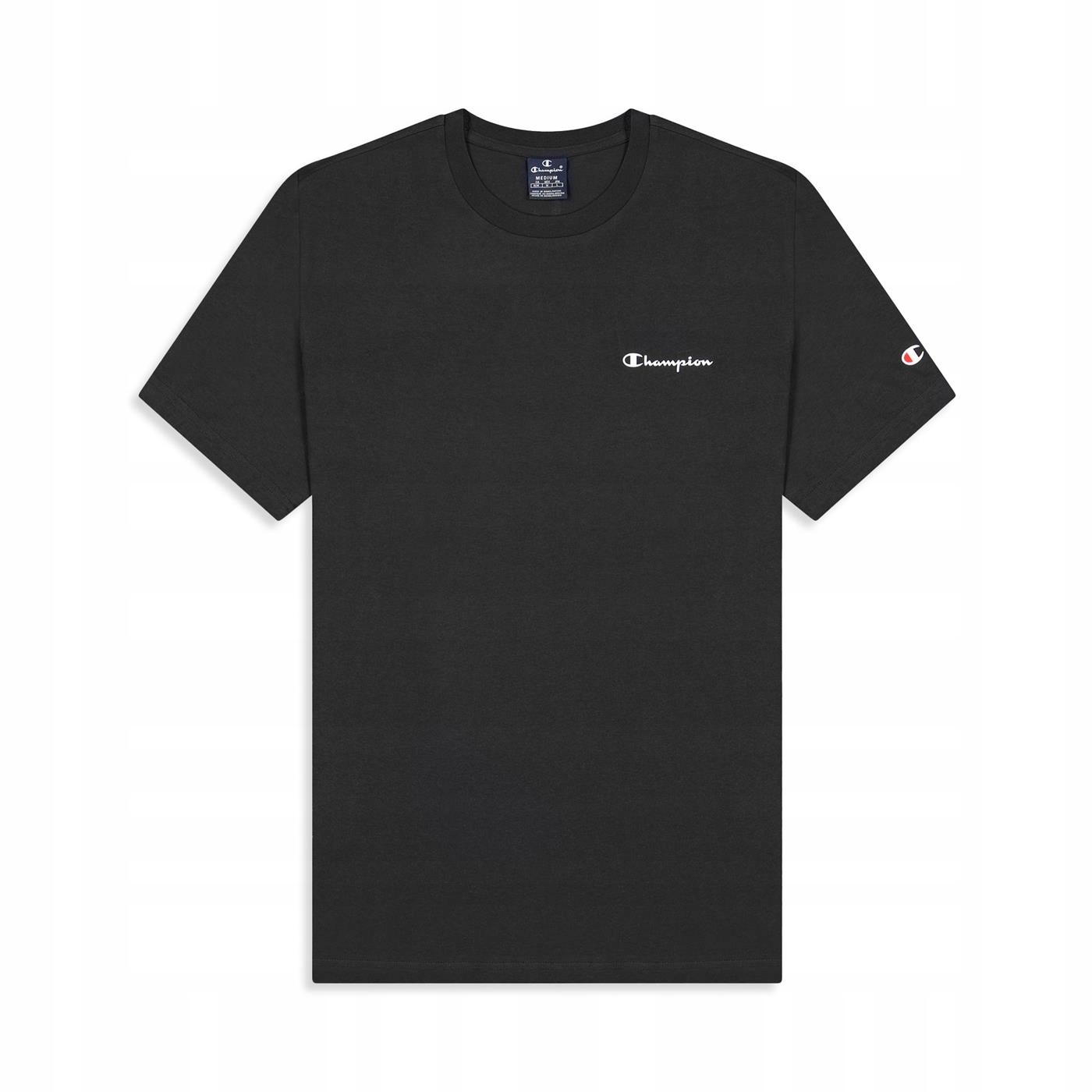 T-shirt CHAMPION Koszulka Męska czarna rozmiar L okrągły dekolt bawełna - obrazek 2
