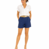 Szorty lniane damskie granatowe – 100% len | MoodUs Fashion