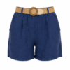 Szorty lniane damskie granatowe – 100% len | MoodUs Fashion