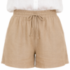 Szorty lniane damskie karmelowe – 100% len | MoodUs Fashion