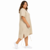 Beżowa sukienka lniana Big Size 100% len | MoodUs Fashion