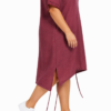Bordowa sukienka lniana Big Size 100% len | MoodUs Fashion