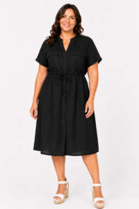 Czarna sukienka lniana 100% len Plus Size