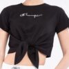 Champion krótki t-shirt top kolor czarny rozmiar L wiązany w pasie bawełna