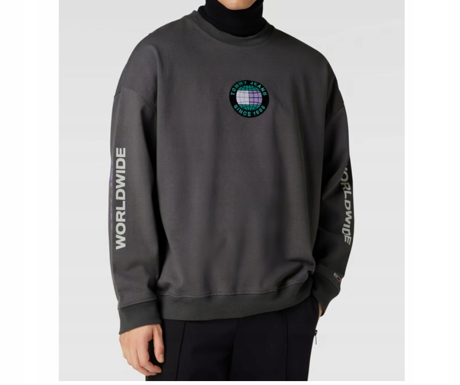 Bluza męska Tommy Jeans bez kaptura szara okrągły dekolt XXL prezent - obrazek 2