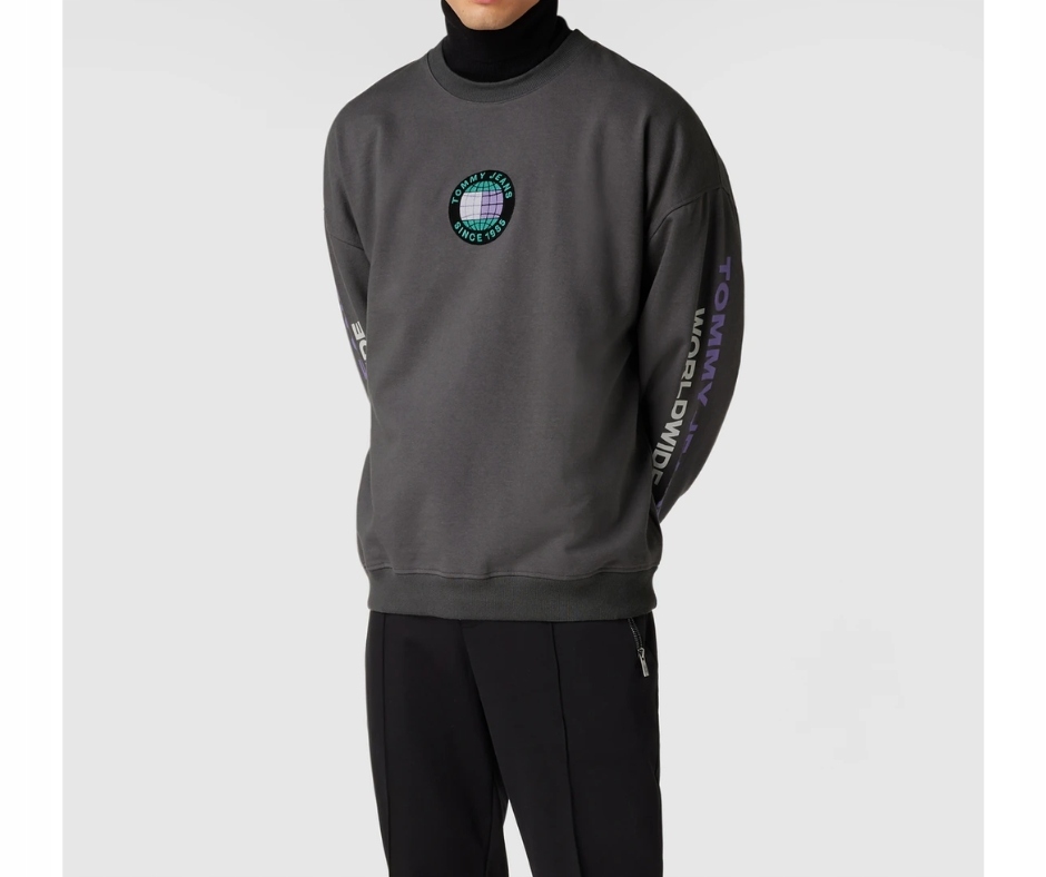 Bluza męska Tommy Jeans bez kaptura szara okrągły dekolt XXL prezent